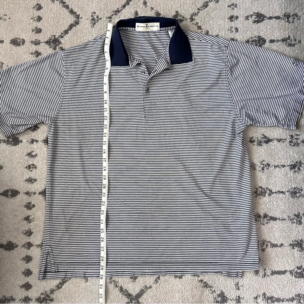 Fairway and Greene Titleist Blue and White Striped Golf Shirt